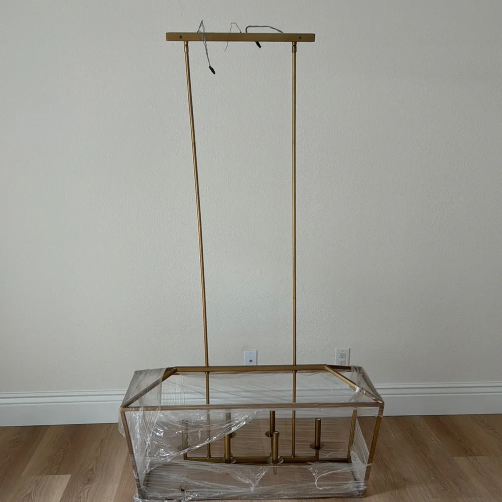 Pottery Barn Gold Rectangular Chandelier - Picture 2 of 5